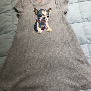 Girls Cat & Jack size 7/8 gray sequin puppy dress